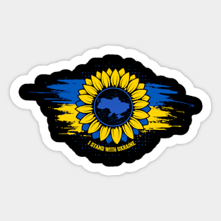 I Support Stand With Ukraine Sunflower Proud Ukrainian Flag Sticker